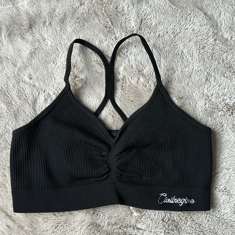 Black Civil Regime Women’s Sports Bra Large